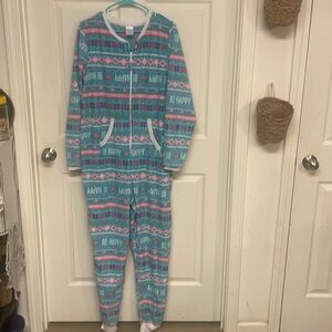 Secret Treasures “Be Happy” One Piece Cozy Pajama-XL